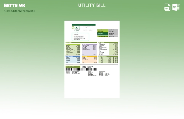 Модерен стил пакистански PTCL шаблон за комунални сметки